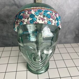 (2) Floral Pink & Geometric Headband With Scarf NWT